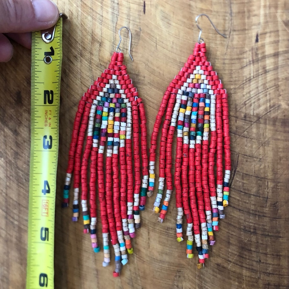 Fun Red Aztec Earrings